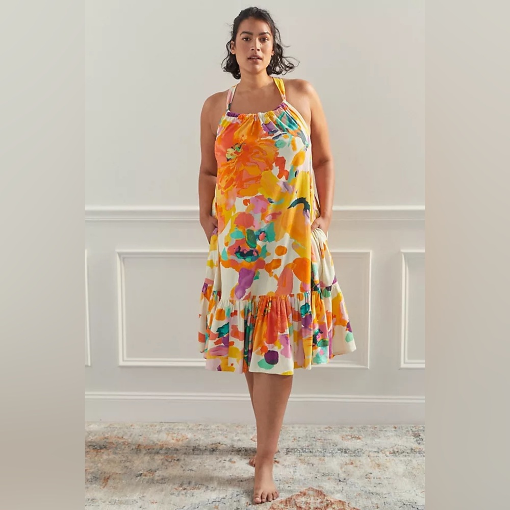 Anthropologie Daily Practice Frida Cross-Back Midi Dress